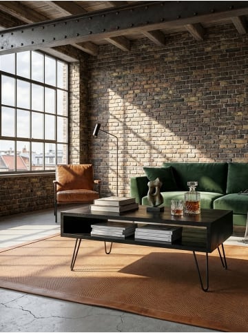 KADIMA DESIGN Couchtisch 100x50x40 cm Mango Massivholz Metall Sofatisch, Design