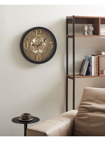 Beliani Wanduhr ALBACETE in Schwarz/Braun - (W) 50 x (H) 50 x (L) 5 cm