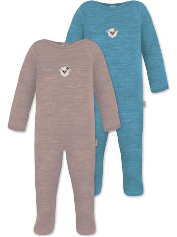 Normani Outdoor Sports Normani Outdoor Sports 2er Pack MERINO Baby Merino Strampler „Levin" in Rosa/Blau