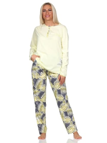 NORMANN langarm Schlafanzug Pyjama Hose floralem print in gelb