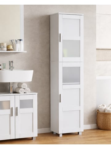 VCM  Holz Badmöbel Badschrank Hochschrank Nilari in Weiß