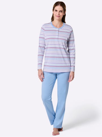 WITT WEIDEN Schlafanzug in himmelblau-weiß-gestreift
