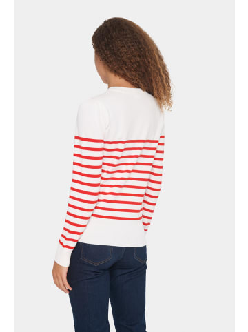 SAINT TROPEZ Strickpullover MilaSZ Gerade Passform in Ice and f. scarlet stripe