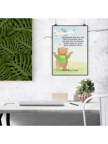 Mr. & Mrs. Panda Print Bär Flugzeug Design mit Spruch in Weiß