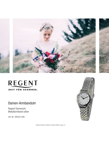 Regent Armbanduhr-Analog silber klein (ca. 21,5mm) Regent Metallarmband