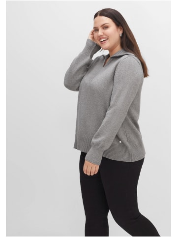 sheego Pullover in grau meliert