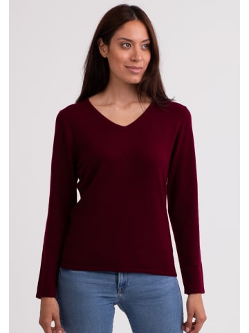CASH-MERE.CH V-Ausschnitt Pullover in Rouge Noir