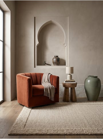 KADIMA DESIGN Teppich Wolle MOAT Bordüre Wohnzimmer Modern Wohnlich in Beige-Natur