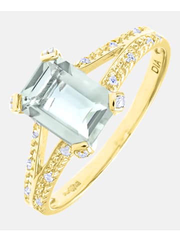 Diamant L'éternel Ring aus 375 Gelbgold mit Diamant mit Smaragd