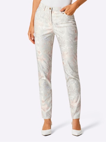 creation L 5-Pocket-Jeans in ecru-rosé-bedruckt