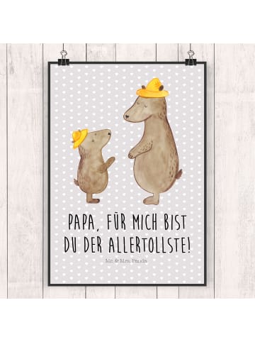 Mr. & Mrs. Panda Poster Bären mit Hut mit Spruch in Grau Pastell