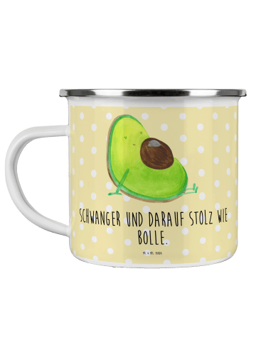 Mr. & Mrs. Panda Camping Emaille Tasse Avocado Schwangerschaft m... in Gelb Pastell