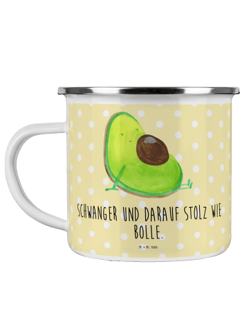 Mr. & Mrs. Panda Metallbecher Avocado Schwangerschaft mit Spruch in Gelb Pastell