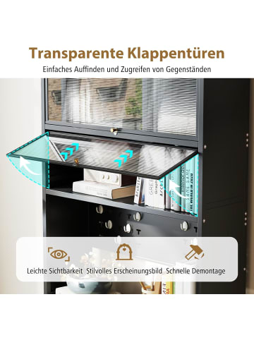 COSTWAY Küchenschrank mit Rollen 80 x 40 x 178 cm in Schwarz