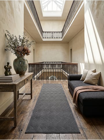 KADIMA DESIGN Teppichläufer Geometrisch Antirutsch pflegeleicht Wohnzimmer Flur in Anthrazit