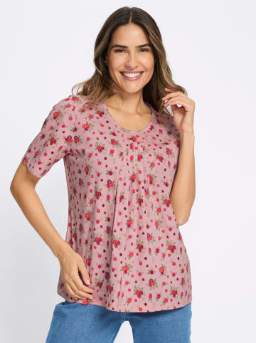 Sieh an! Kurzarm-Shirt in hortensie-rot-bedruckt