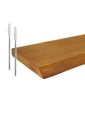 relaxdays Wandregal "Baumkante" in Braun - (B)60 x (H)3 x (T)22 cm