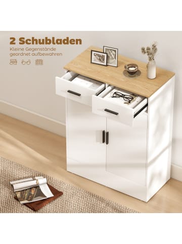 HOMCOM Sideboard in Weiß & Naturholz 68,6L x 35B x 90,3H cm