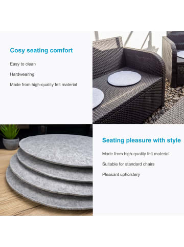Intirilife Sitzkissen Stuhlkissen Dekokissen 4er Set aus Filz 31.5 x 2.5 cm in Grau
