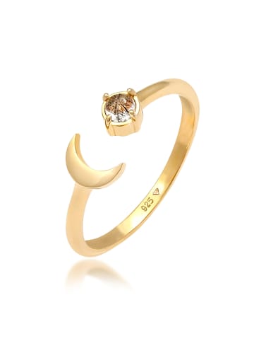 Elli Ring 925 Sterling Silber Astro, Halbmond in Gold