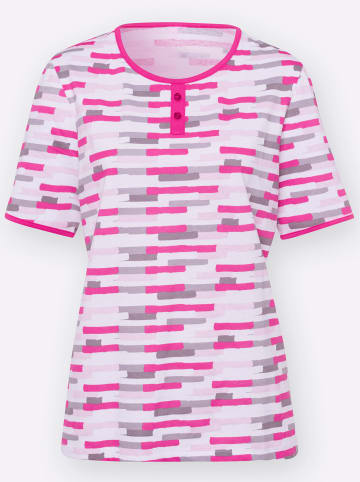 Sieh an! Capri-Schlafanzug in weiß-rosé-bedruckt