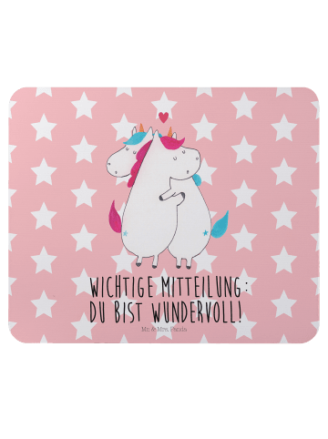 Mr. & Mrs. Panda Mousepad Einhorn Mitteilung mit Spruch in Rot Pastell