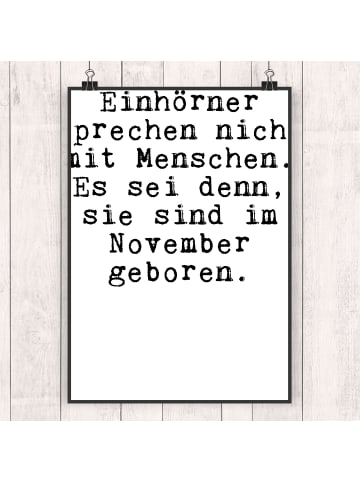 Mr. & Mrs. Panda Poster Einhörner sprechen nicht mit... mit Spruch in Schwarz