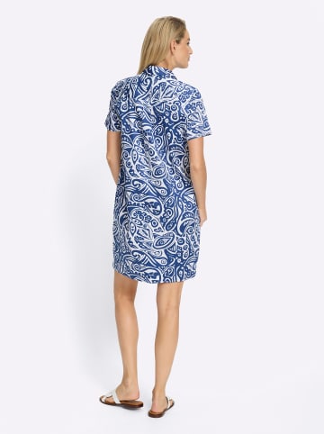 Heine Druck-Kleid in royalblau-ecru-bedruckt