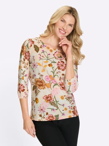 Sieh an! 3/4-Arm-Shirt in champagner-hortensie-bedruckt