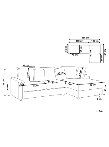 Beliani 4-tlg Ecksofa KOHLO in Beige/Schwarz linksseitig