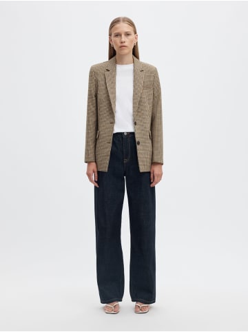 SELECTED FEMME SLWRITA LS CLASSIC BLAZER CHECK in Monks Robe