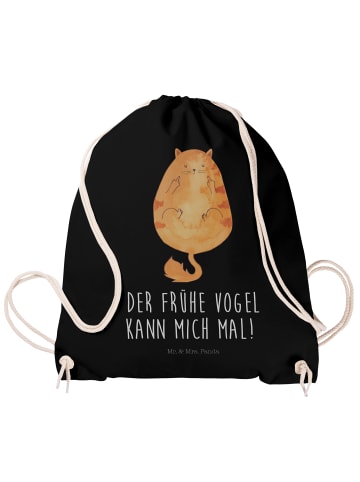 Mr. & Mrs. Panda Beutel Katze Frühaufsteher mit Spruch in Schwarz