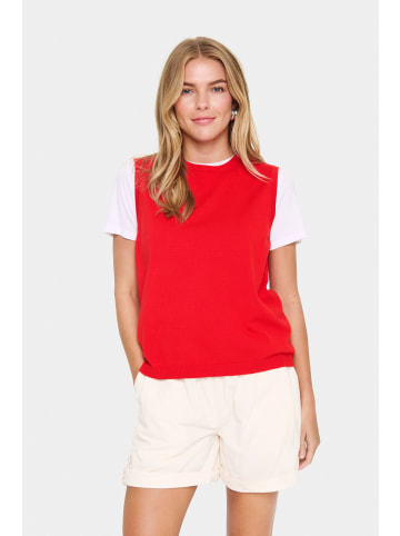 SAINT TROPEZ Strickweste MilaSZ Gerade Passform in Flame Scarlet