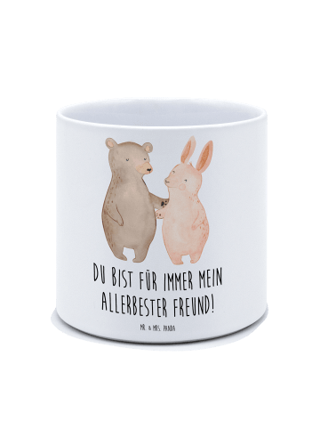 Mr. & Mrs. Panda Pflanzenkübel groß Bär und Hase Umarmen mit Spruch in Weiß
