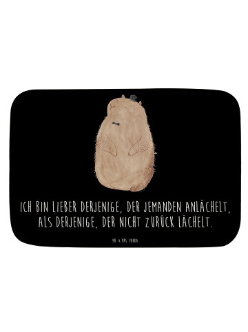 Mr. & Mrs. Panda Badezimmerteppich Murmeltier mit Spruch in Schwarz