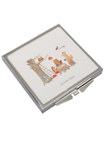 Mr. & Mrs. Panda Kosmetikspiegel Waldtiere Picknick ohne Spruch in Weiß