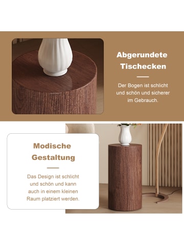 ABRIHOME Couchtisch in Braun Rund 30 cm minimalistisch für Wohnzimmer