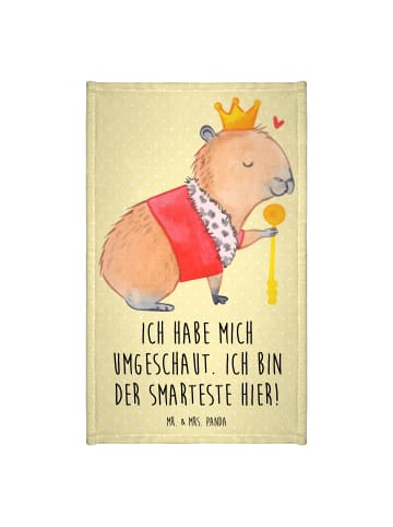 Mr. & Mrs. Panda Handtuch Capybara König mit Spruch in Gelb Pastell