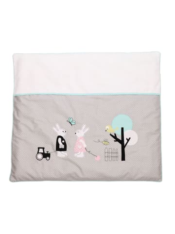 BABY LAL® Bezug für Wickelunterlage "HASENFREUNDE&Co." in Grau/Weiß - (L) 75 x (B) 85cm