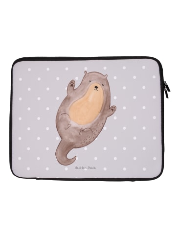 Mr. & Mrs. Panda Laptoptasche Otter Umarmen ohne Spruch in Grau Pastell