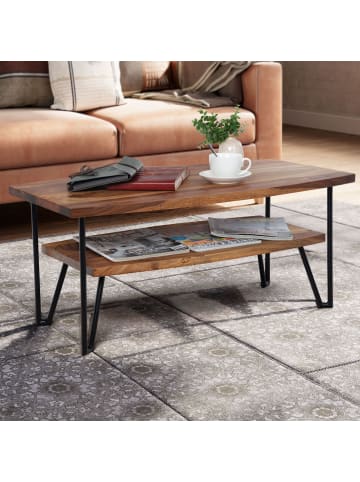 FineBuy Couchtisch in Braun / Sheesham / 90x50x40