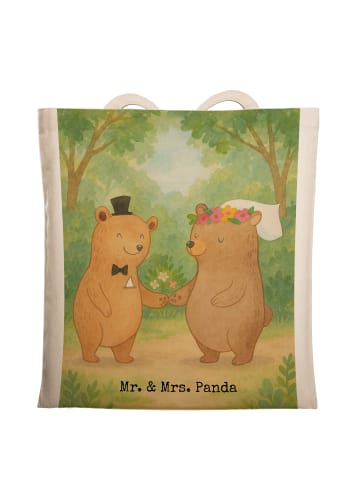 Mr. & Mrs. Panda Einkaufstasche Bären Heirat Design ohne Spruch in Weiß