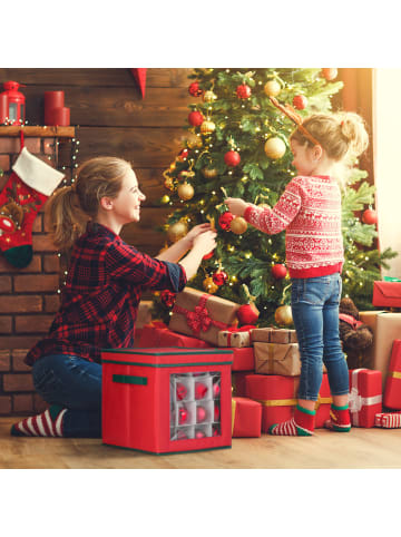 relaxdays 2 x Weihnachtskugel-Aufbewahrungsbox in Rot/ Grün - (B)32 x (H)33 x (T)32 cm