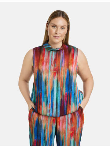 SAMOON Bluse ohne Arm in Digital Blue gemustert