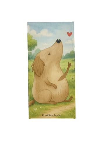 Mr. & Mrs. Panda Badehandtuch Hund Liebe Design ohne Spruch in Grau Pastell
