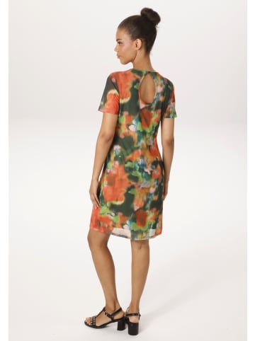 Aniston CASUAL Sommerkleid in grün-rot-rosa-orange