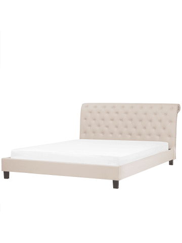 Beliani Doppelbett REIMS in Beige/Braun - (W) 193 x (H) 118 x (L) 230 cm