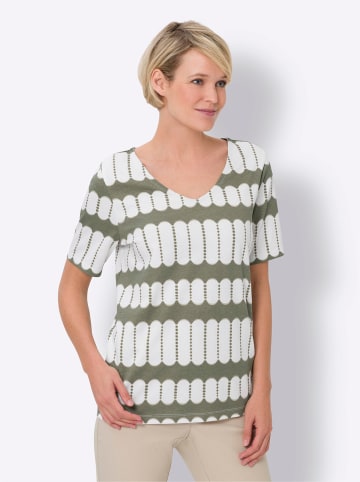 Sieh an! Kurzarmshirt in khaki-ecru-bedruckt