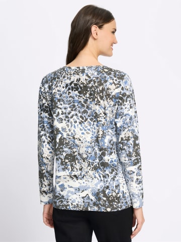 Sieh an! Langarm-Shirt in ecru-mittelblau-bedruckt