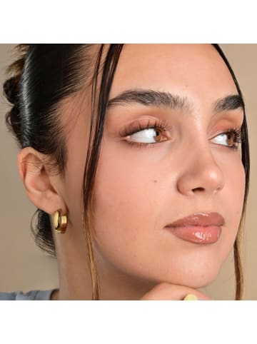 Adeliás Damen Ohrringe – Klappcreole aus Edelstahl in gold